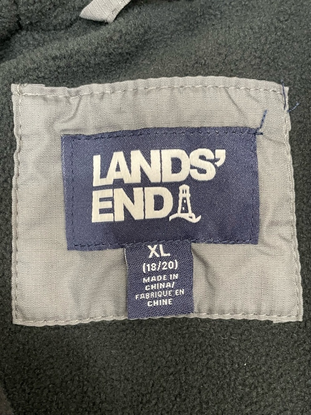 Lands' End YOUTH PARKA Hooded Puffer Jacket in Gray Black Youth size XL (18/20) - Picture 8 of 12